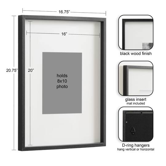 Kate and Laurel Gibson 16" x 20" Photo Frames 8" x 10" with Mat, 3ct.